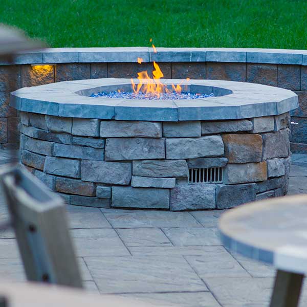 Fire pit and sitting wall